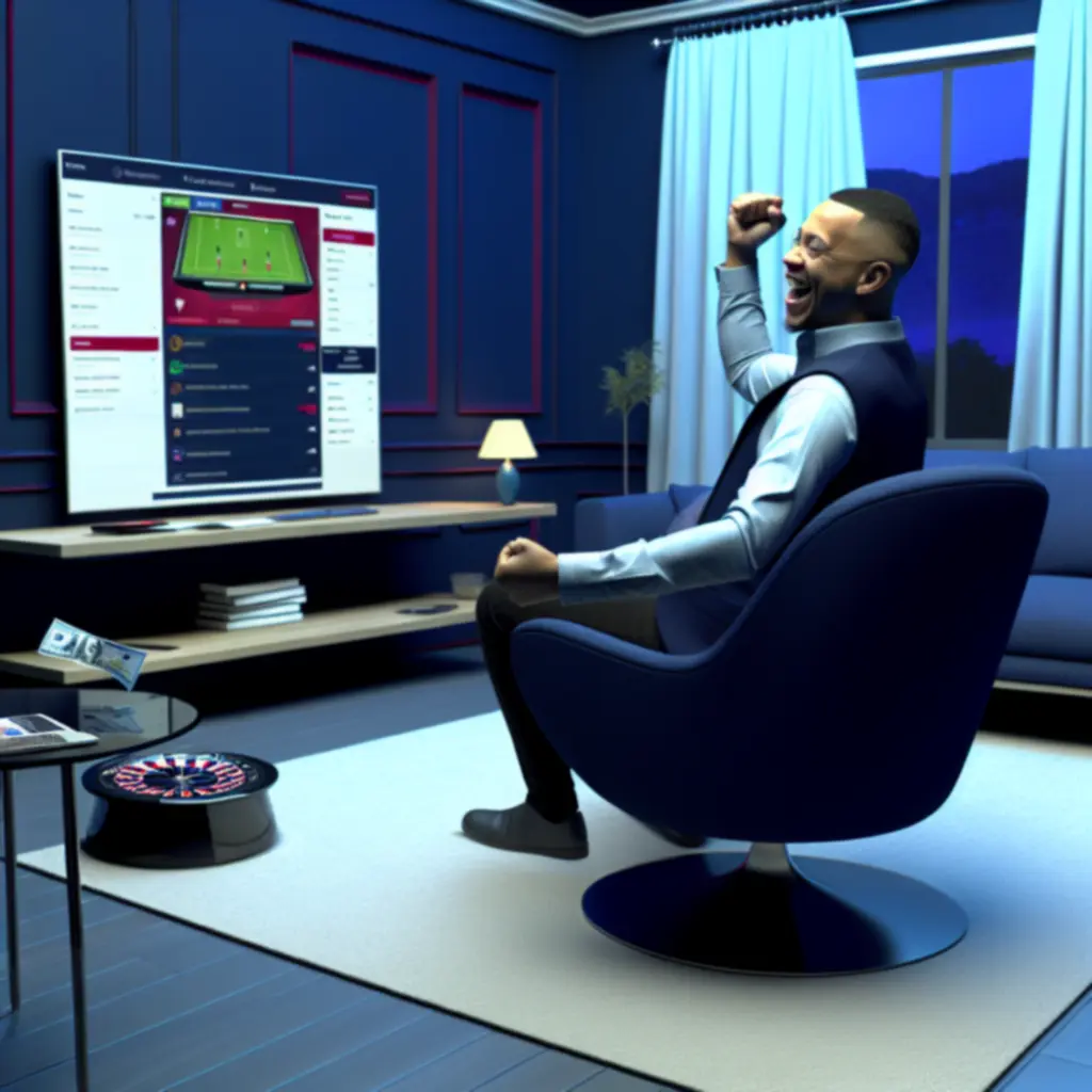 Parieur français souriant après un pari sportif gagnant